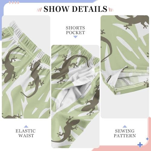 ZZXXB Iguana Leaves Boys Long Pants Soft Trousers Elastic Waist Kids Lounge Bottoms with Pockets S-XL4