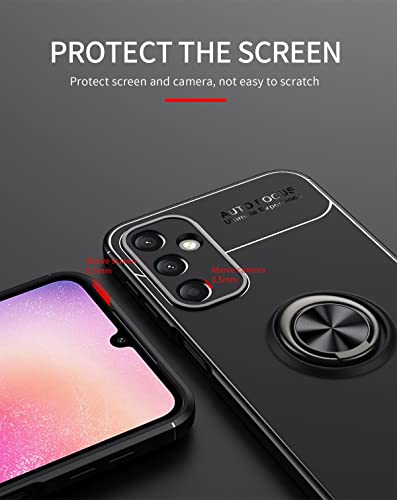 Skyddsfodral för Samsung Galaxy A24 4G med ringhållare - svart/roséguld