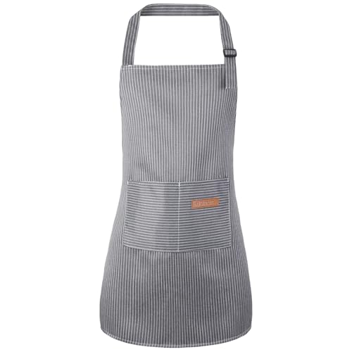 ViEinkaufen Striped Kids Chef Apron Adjustable with Pockets M