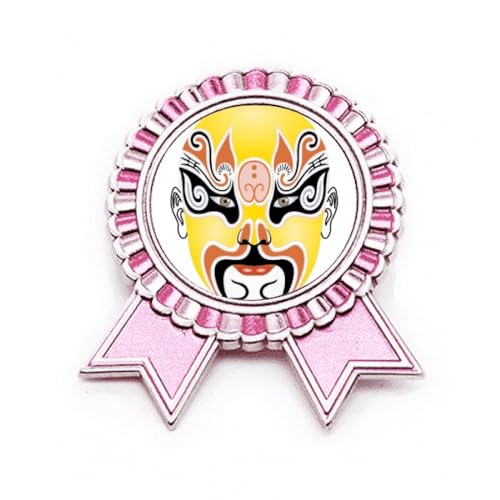 Broche tête opéra de Pékin en métal rose taille M : l'élégance artistique chinoise