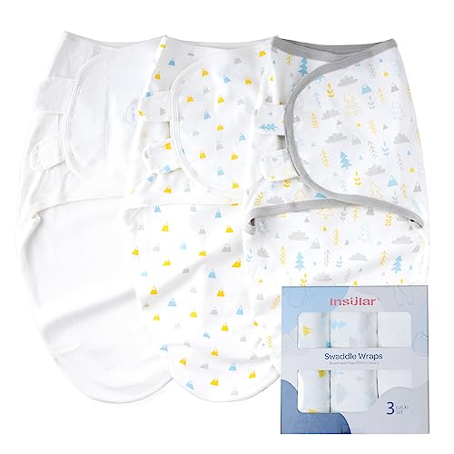 Image of insular Baby Swaddle Wrap, Swaddle Blanket for Newborn and Infant, Adjustable Swaddling Set for Boy and Girl, Soft Cotton Baby Sleep Sack 3 Pack, Forest, Small(0-3 Month)