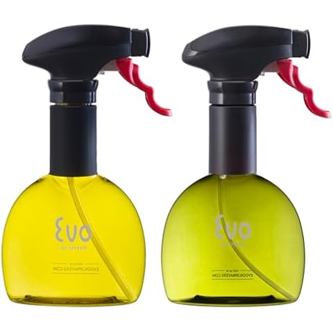 Evo Mini Oil Sprayers, Non-Aerosol for Olive Oil, Cooking Oils, and Vinegars, 8-Ounce Capacity, 1 Each Yellow and Green Cover