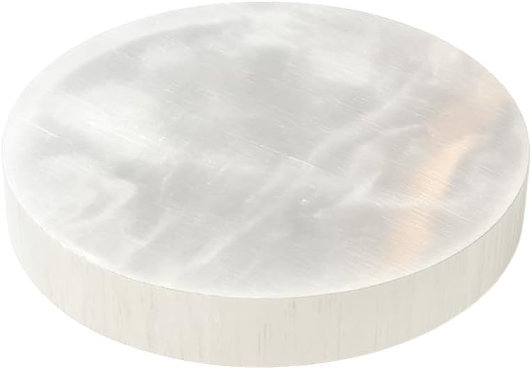 VIE Chakra Natural Selenite Crystal Charging Plate, 7cm, Cleansing and Recharging Crystal Plate, Healing Energy, Meditation Tool, Spiritual Gift, Home Decor