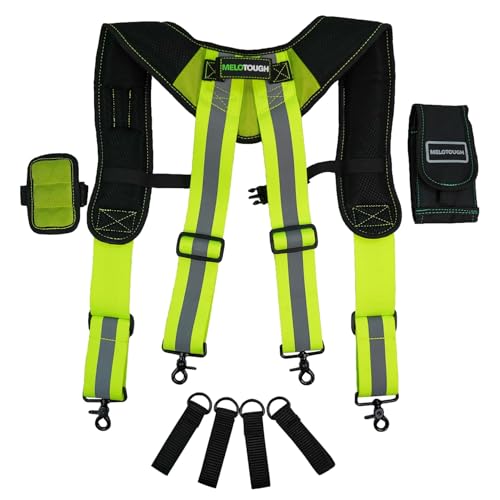 Image of MELOTOUGH Magnetic Tool Belt Suspenders with Magnetic WristBand for Work Belt Padded Suspenders Constrcution