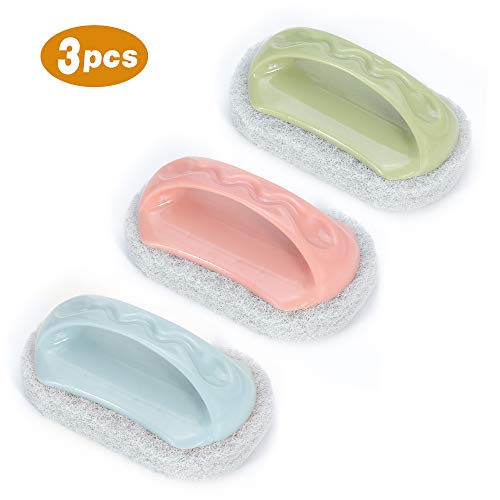 3Pcs Colors Kitchen Sponge Bathtub Pool Scrub Brush Strong Scouring Dish Washing Cleaning Brush