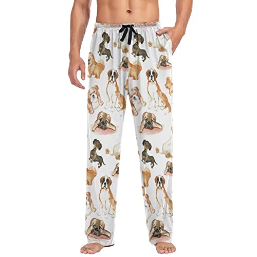 St. Bernard Dachshund Pajama Pants Chow Chow Poodle Men's Pajama Bottoms Lounge Sleepwear PJs Casual Sleep Pants M4