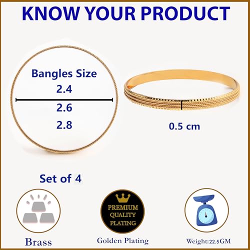 ZENEME Gold Plated Bangles for Women & Girls