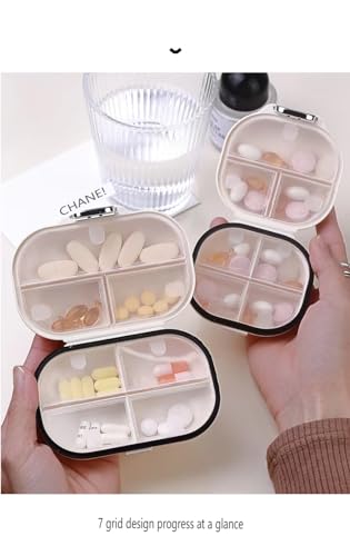 Pretty Pill Organizer Pill Box and 7 Large Compartments to Hold Vitamins Cod Liver Oil Supplements Medication and Jewelry etc.(Milk White)