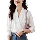 [MSFQSNB] シフォン シャツ レディース トップス 長袖 ブラウス Vネック カジュアル ワイシャツ ゆったり 着痩せ 甘さ 可愛い 快適 おしゃれ エレガント オフィス 通勤 普段着 春 夏 秋