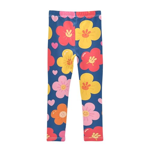 Colored Floral Girls Leggings Stretchy Dance Pants for Kids2