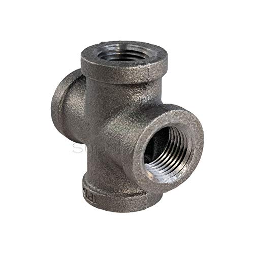Everflow Supplies Bmcr0114 Black Malleable Cross Fitting, 1-1/4" #TOP1