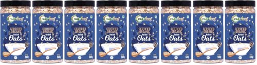 Image of Nutriorg 100% Organic Rolled Oats 2000gm | Pack of 8 | Gluten Free | High protein | Weight loss | Fibre Rich | Easy to Cook | Overnight Oats | Nutritional Breakfast Cereal Oats | Air Tight Plastic Jars