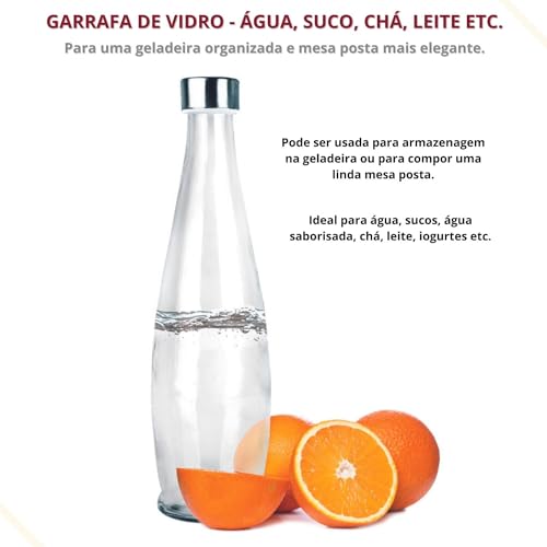 Tuut, Linha Vidro, Garrafa Transparente com Tampa Inox Acqua 1L