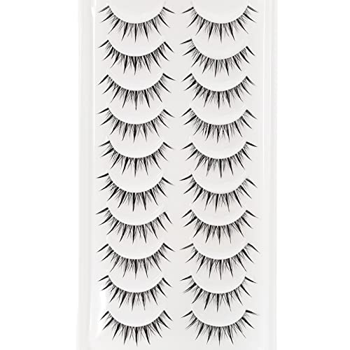 Manga Lashes 10 Pair Natural Eyelashes Anime Transparent Band Look Spiky Reusable False Eyelashe Wispy Volume Fake By EMEDA (Manga 02) - Image 2