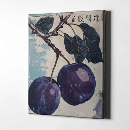 Impression botanique de fruits de qualité musée bleu vieilli 50x76