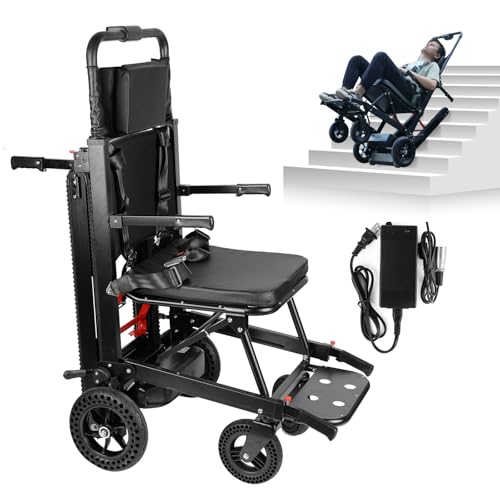 Powered Wheelchair, Stair Climbing Wheelchair, Motorized Elderly Stair Chair,Electric Stair Lifts for Seniors, Load Capacity 450lbs, Foldable