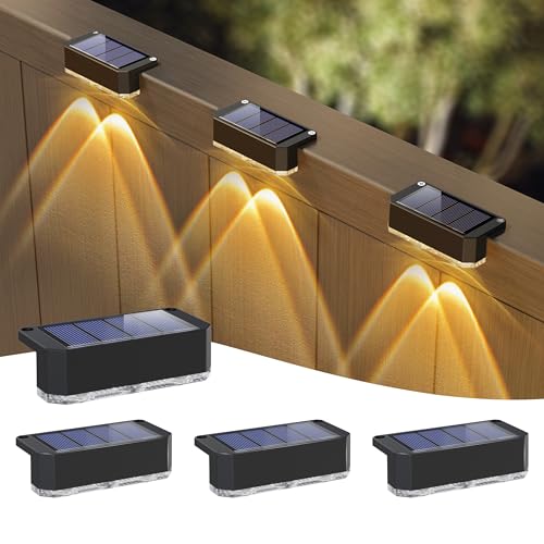 Peasur Solar Fence Lights Outdoor 4 Pack, Waterproof LED Steps Li...