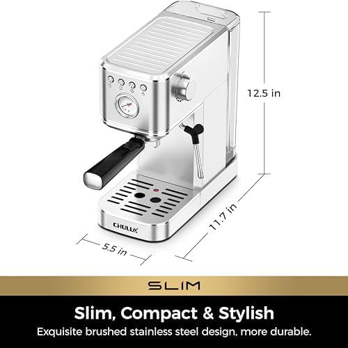CHULUX Slim Espresso Machine with Milk Frother for Home Cappuccino & Latte — view 7
