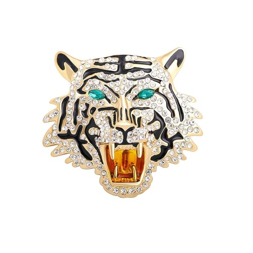 Image of Rheinstone Leopard Brooch Vintage Black Enamel Spotted Leopard Head Brooch Pin Gold Silver Black Leopards Brooch Trendy Clothing Hat Bag Accessories Christmas Birthday Party Jewelry