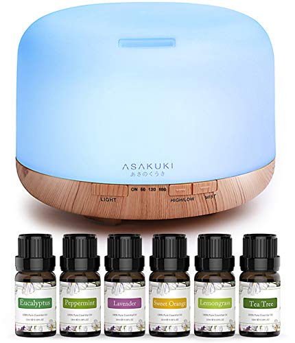 ASAKUKI Important Oil Diffuser with Important Oils Set