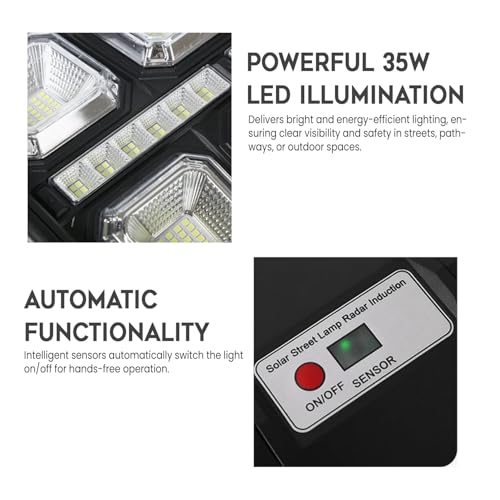 Image of Gigawatts 800 LED 300W Solar Street Light with Remote Control High Power 30Ah Battery Inbuilt 34W Solar Panel IP65 Water Resistant Outdoor Lamp for Wall Pathway Garden and Patio (1Pc, Cool White)