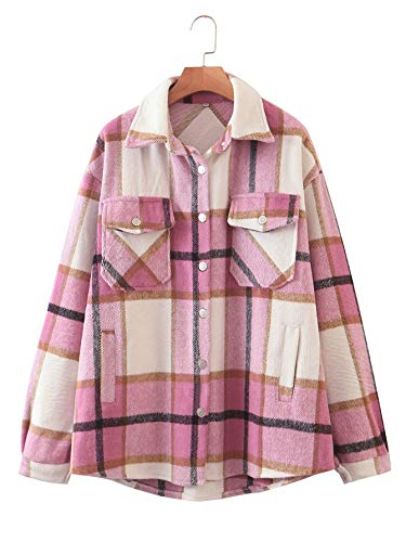 Soft Flannel Shirt Button-Down Functional Pockets 6 soft flannel shirt - pink