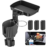 Vondior 2023 Upgraded Car Cup Holder Expander Tray, 4-in-1 Detachable Tray Table with Phone Holder, Dual Cup Holder Compatible with Yeti/Hydro Flask, Road Trip Essentials Car Accessories