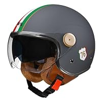 Vintage Casco Moto Aperto 3/4 Jet - Mezzo Casco Retrò Con Visiera, Certificato ECE, Calotta ABS, Unisex, Taglie S-3XL - 5