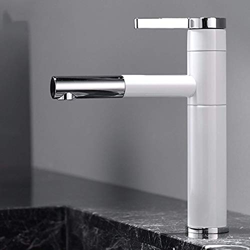 Robinet d'évier de salle de bain blanc avec mitigeur d'évier pivotant