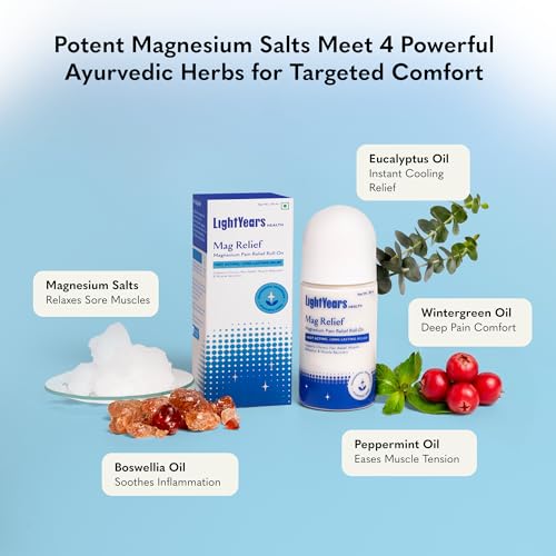 Image of LightYears Mag Relief Pain-Relief Roll-On | Topical Magnesium | Helps Support Instant Relief for Back, Knee, Neck, Joint & Muscle Pain | Cooling Non-Greasy Formula | Easy Application (50 ml)