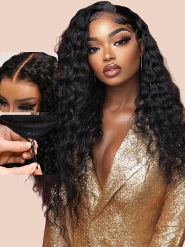 UNICE Bye Bye Knots Wig Water Wave 13X4 Lace Front Pre Everything Wigs Human Hair Drawstring Wig Glueless Human Hair Pre Plucked Pre Cut Bleached Knots 150% Density 14 Inch