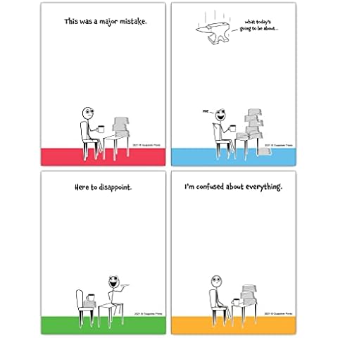 Guajolote Prints Funny Office Memo Pads (4-Pack) About Work Mistakes and Daily Disappointments Cover