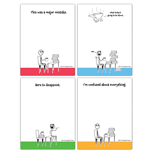 Guajolote Prints Funny Office Memo Pads (4-Pack) About Work Mistakes