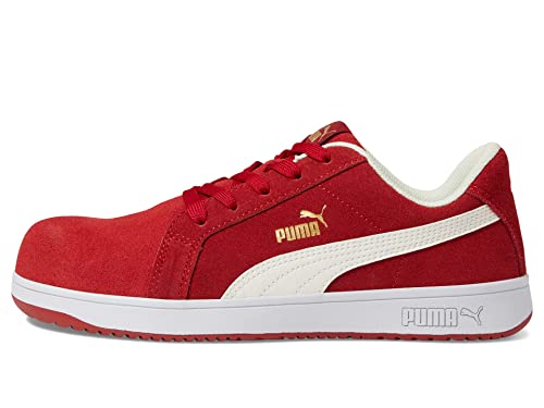 Image of Puma Women's Iconic Suede Composite Toe Industrial Shoe, Red Eh, 9.5