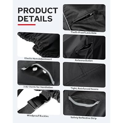 Benlari Motorcycle Cover with Side Top Box Compatible with Harley Davidson Touring Ultra Limited Street Glide Road Glide Electra Glide, Waterproof Motorcycle Cover Outdoor Storage All Weather