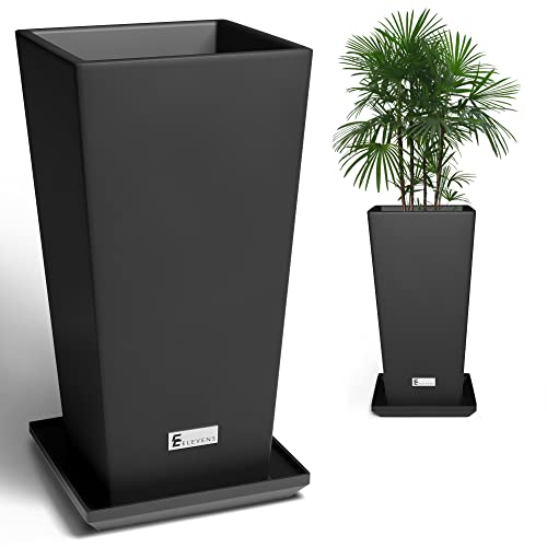 Elevens Outdoor Planter Larger Flower Pots Indoor Taper Garden V-Shape Tall Planters 24 Inches Garden Pots Planter - Black（2 Packs） #TOP8