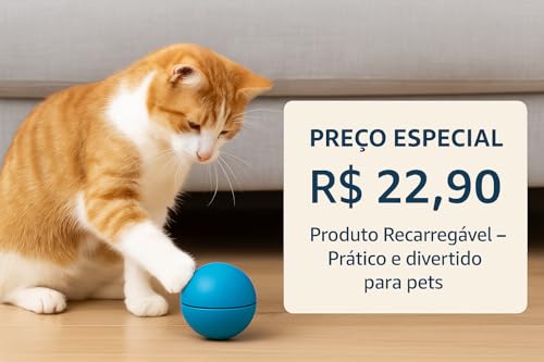Bola Inteligente Pet Elétrica USB – Bolinha Giratória para Gatos e Cães, Movimento Automático, Recar