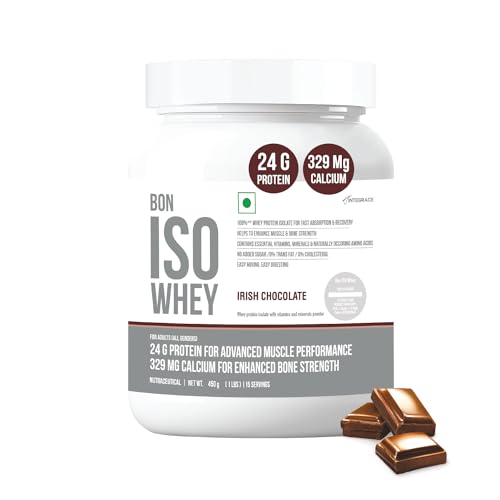 Image of 100% Protein Isolate, Irish Chocolate | 450g, 15 Servings in Pack of 1 | Muscle Strength and Bone Health | Labdoor A+ Grade Certified | 24g Protein, 329mg Calcium, 5.5g BCAA, Essential Vitamins, Minerals | For All Gender | Athletes, Sports, Fitness Enthusiasts