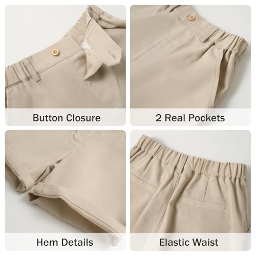 Image of LOLANTA Boys Linen Suit 4 Piece Summer Gentleman Outfit Kids Shorts Set