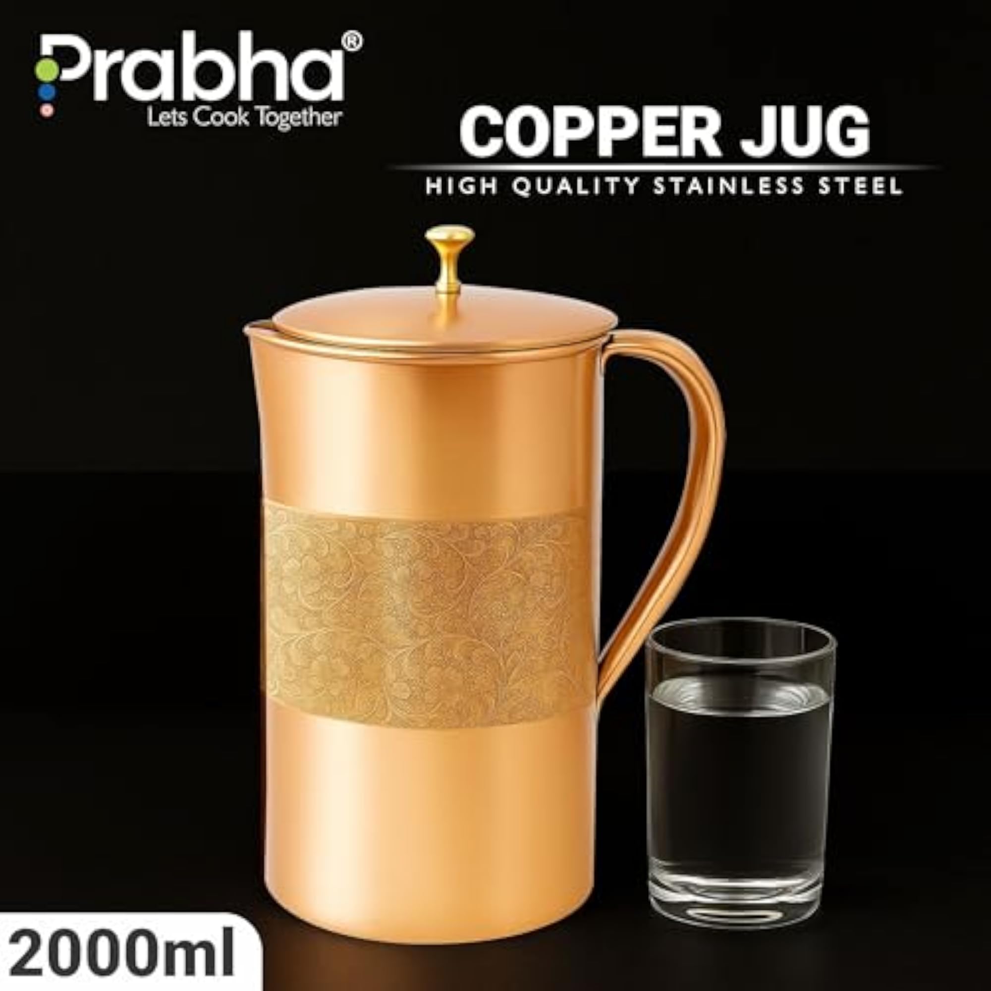 Copper Water Jug 2L with Tap for Dining Table
