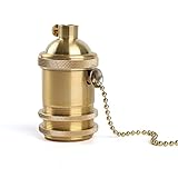 Superdream Brass Screw Thread DIY Light Socket Vintage Copper Edison Retro Pendant Lamp Holder for E26 E27 Light Bulbs, with Pull Chain Switch