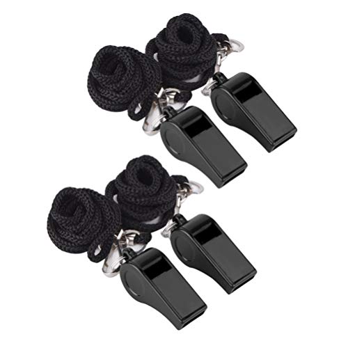 Apitos de plástico para treinador esportivo Besportble, 4 peças, com cordão, apitos de sobrevivência
