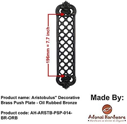 Adonai Hardware Decorative Brass Push Plate (11 Inch "Aristobulus", Satin Brass)