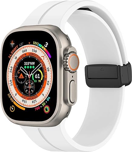 Image of Soft Silicone Sport Band Compatible with Apple Watch Ultra 49mm 45mm 44mm 42mm Magnetic Clasp Adjustable Strap For iWatch Series 10 9 8 7 6 5 4 3 2 1 SE Ultra 2nd gen (Only Strap, No Watch)