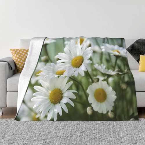 Couverture polaire de lit douce imprimé marguerites pour soirées canapé - 2