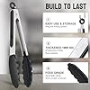 HOTEC Premium Stainless Steel Locking Kitchen Tongs with Silicon Tips, Heat Resistant Cooking Tongs Set of 3-7", 9" and 12" (Black) #3