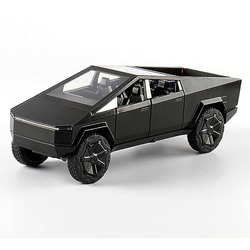Image of DEUSON ECOM 1:24 Scale Cyber Truck Toy Car for Kids Diecast Model Cars with Light Sound Pull Back and Openable Door Metal Car Toy, Black