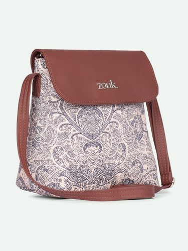 Image of ZOUK Flap Sling Bag | Crossbody Bags for Women | Women's Handbags | Stylish | Vegan Leather Evening Bag | Travel & Office Use | Purse and Wallet | Colaba Shirin Print