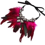 Suoirblss Girls Women Lady Wedding Bohemian Tassels Collars Statement Necklace Feather Rhinestone cl