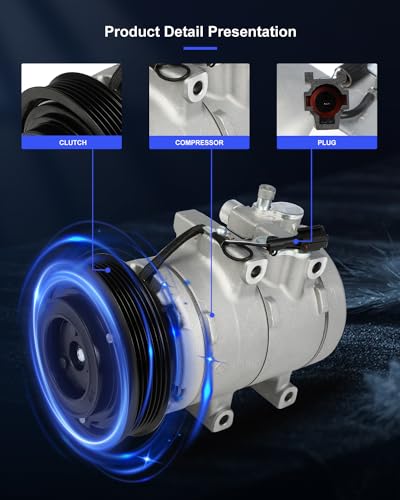 Image of ECCPP AC Compressor Fast Cooling 2002-2006 Fit for Kia Optima 2.7L 1999-2001 Fit for Hyundai Sonata 2.5L Air Conditioning Compressor 6 Grooves HS18